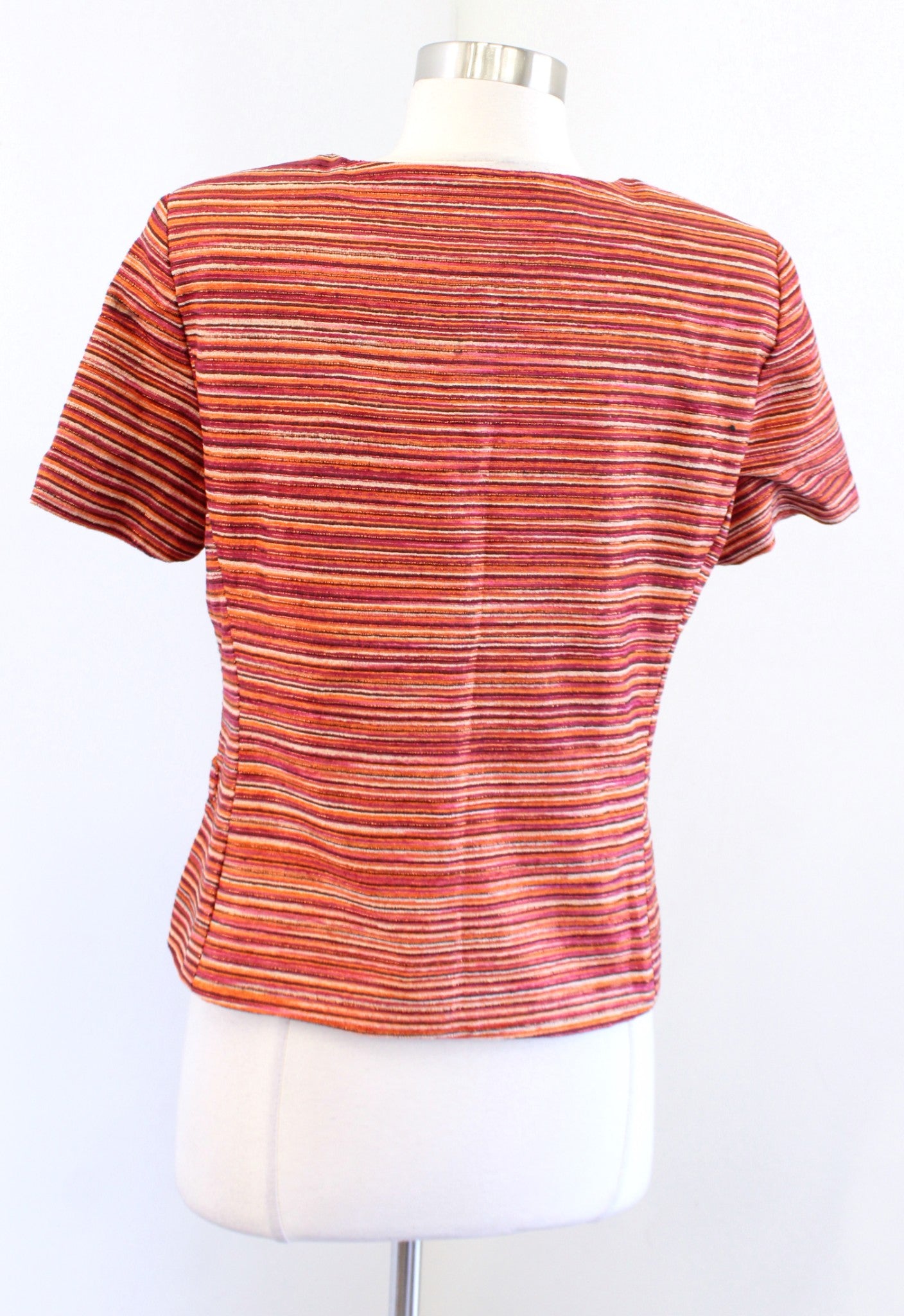 Boston Proper Orange Red Striped Tweed Beaded Embellished Blazer Jacket Size 4