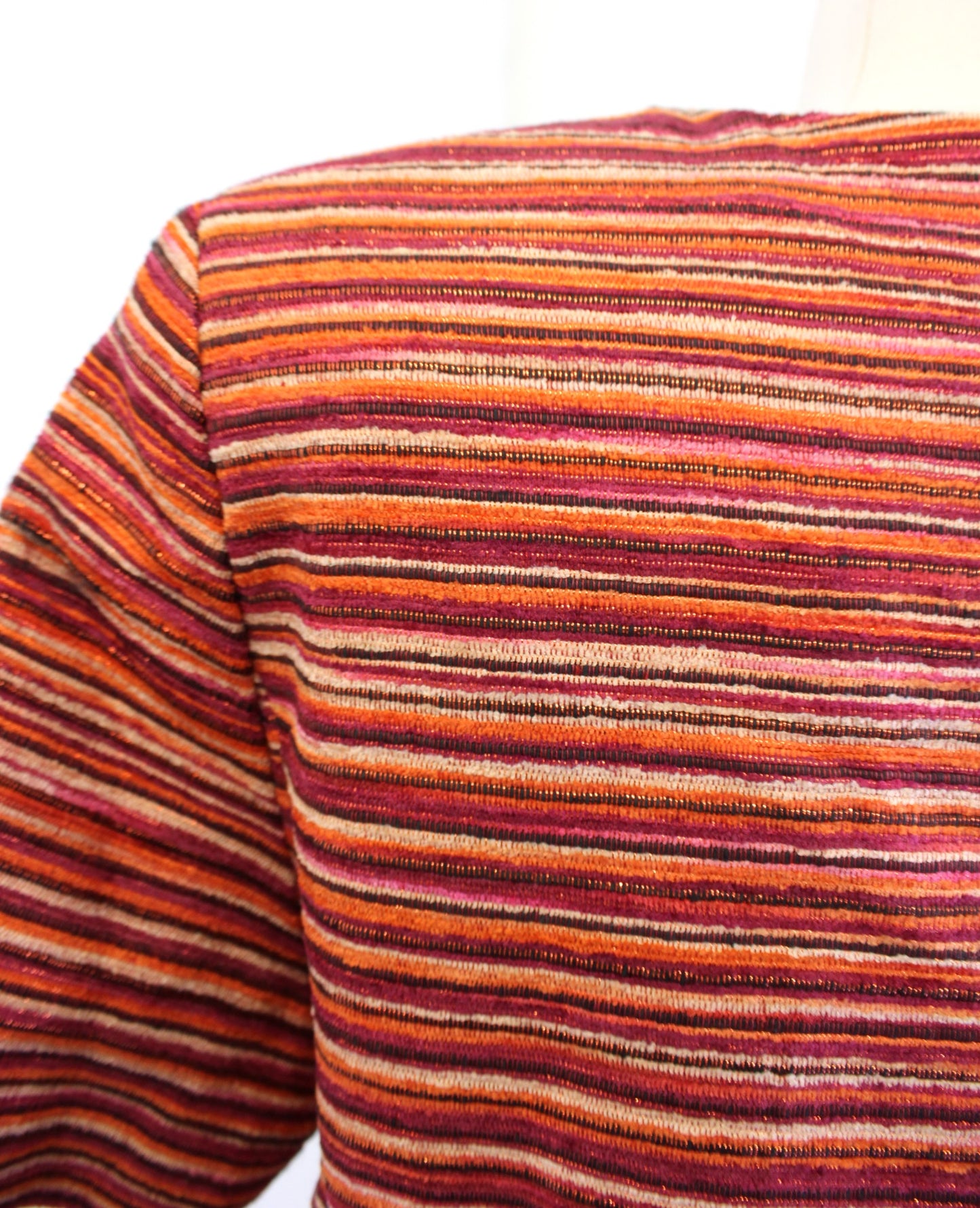 Boston Proper Orange Red Striped Tweed Beaded Embellished Blazer Jacket Size 4