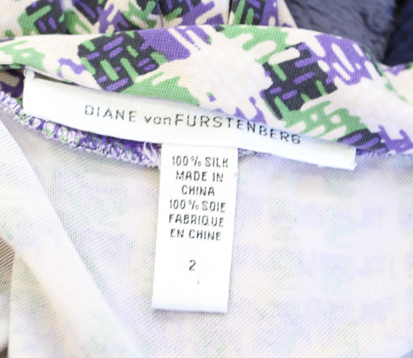 Diane Von Furstenberg Estovan Silk Jersey Plaid Dress Size 2 Ruched Green Purple