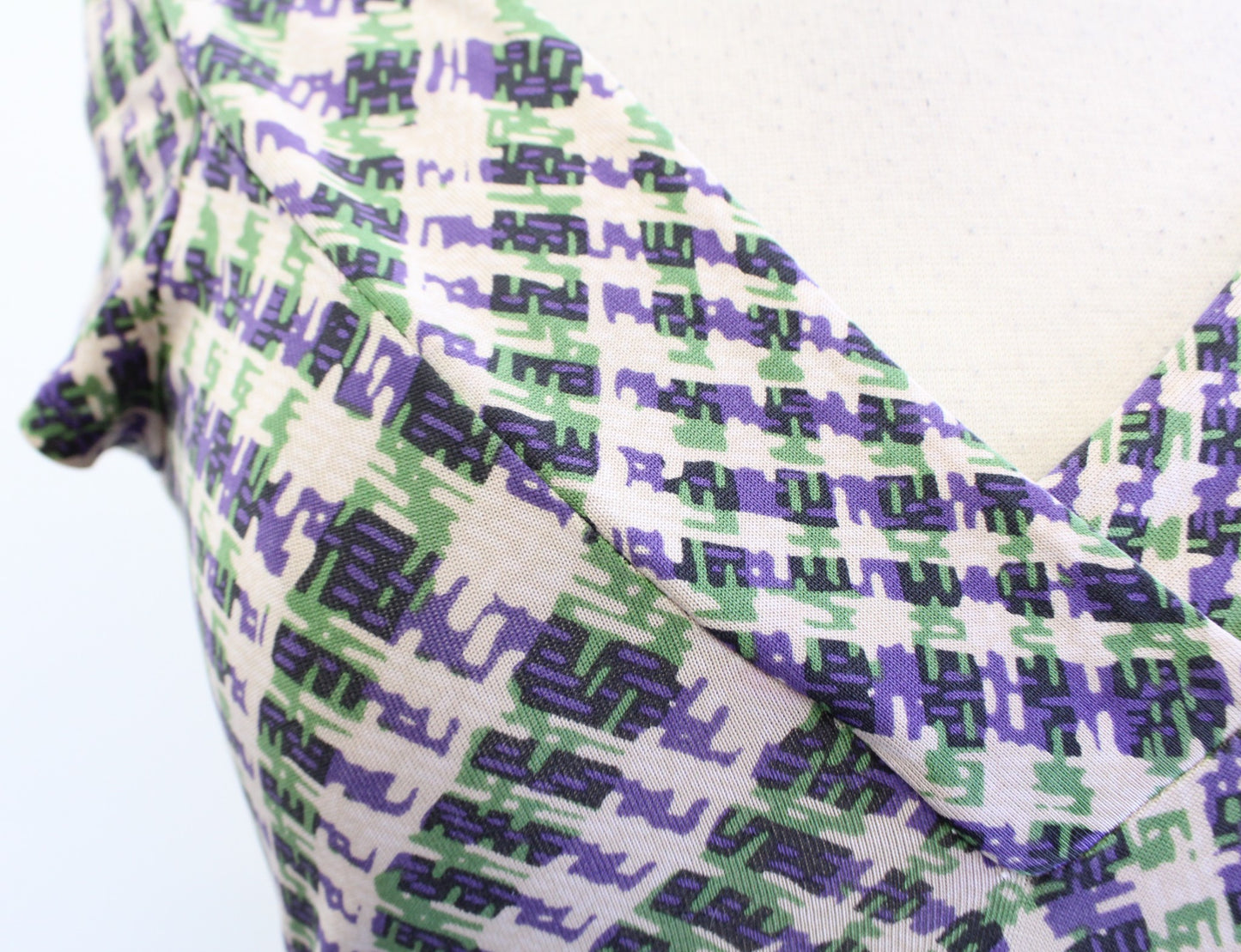 Diane Von Furstenberg Estovan Silk Jersey Plaid Dress Size 2 Ruched Green Purple