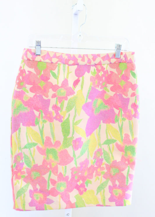 NWT Trina Turk Vibrant Colorful Floral Print Pencil Skirt Size 6 Pink Green