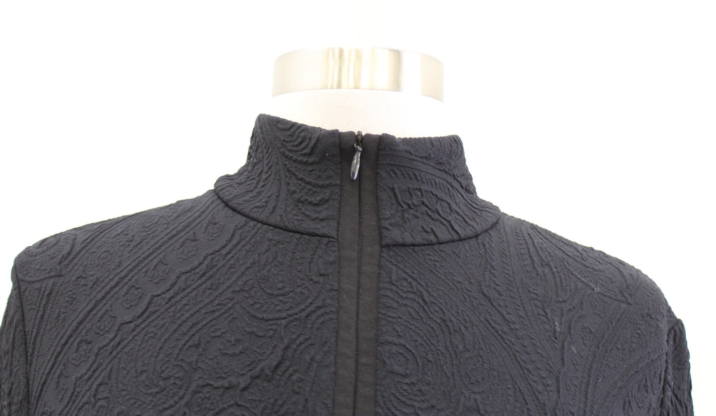 J McLaughlin Black Paisley Jacquard Quarter Zip Bedford Dress Size S Long Sleeve