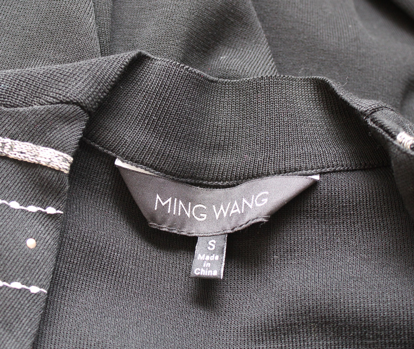 Ming Wang Black Embroidered Studded Embellished Zip Front Knit Jacket Size S