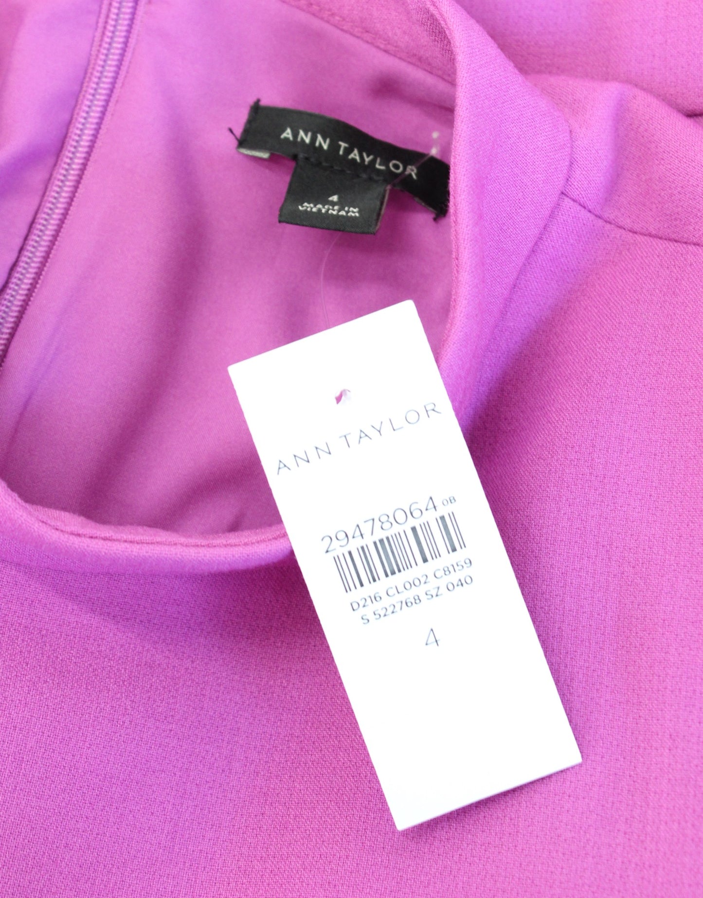 NWT Ann Taylor Doubleweave Mock Neck Flounce Hem Sheath Dress Sz 4 Pink - Purple