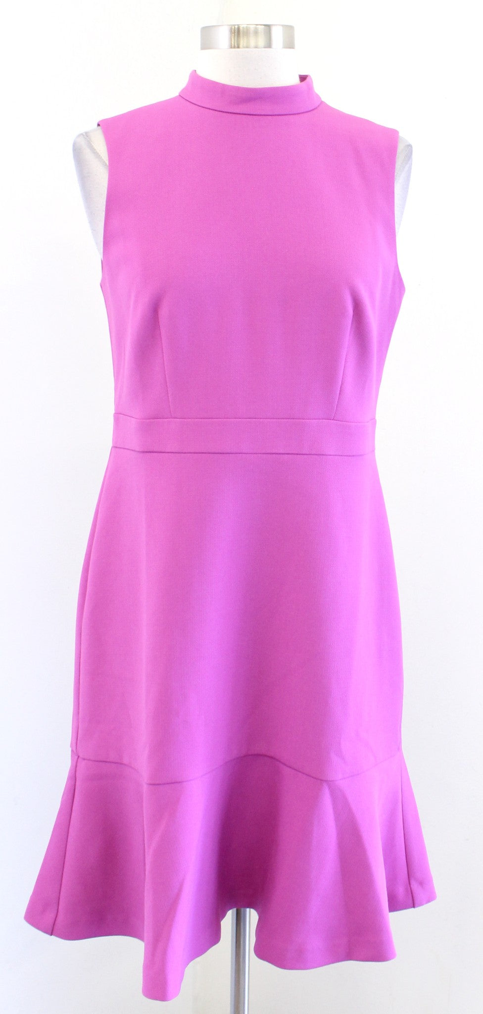 NWT Ann Taylor Doubleweave Mock Neck Flounce Hem Sheath Dress Sz 4 Pink - Purple