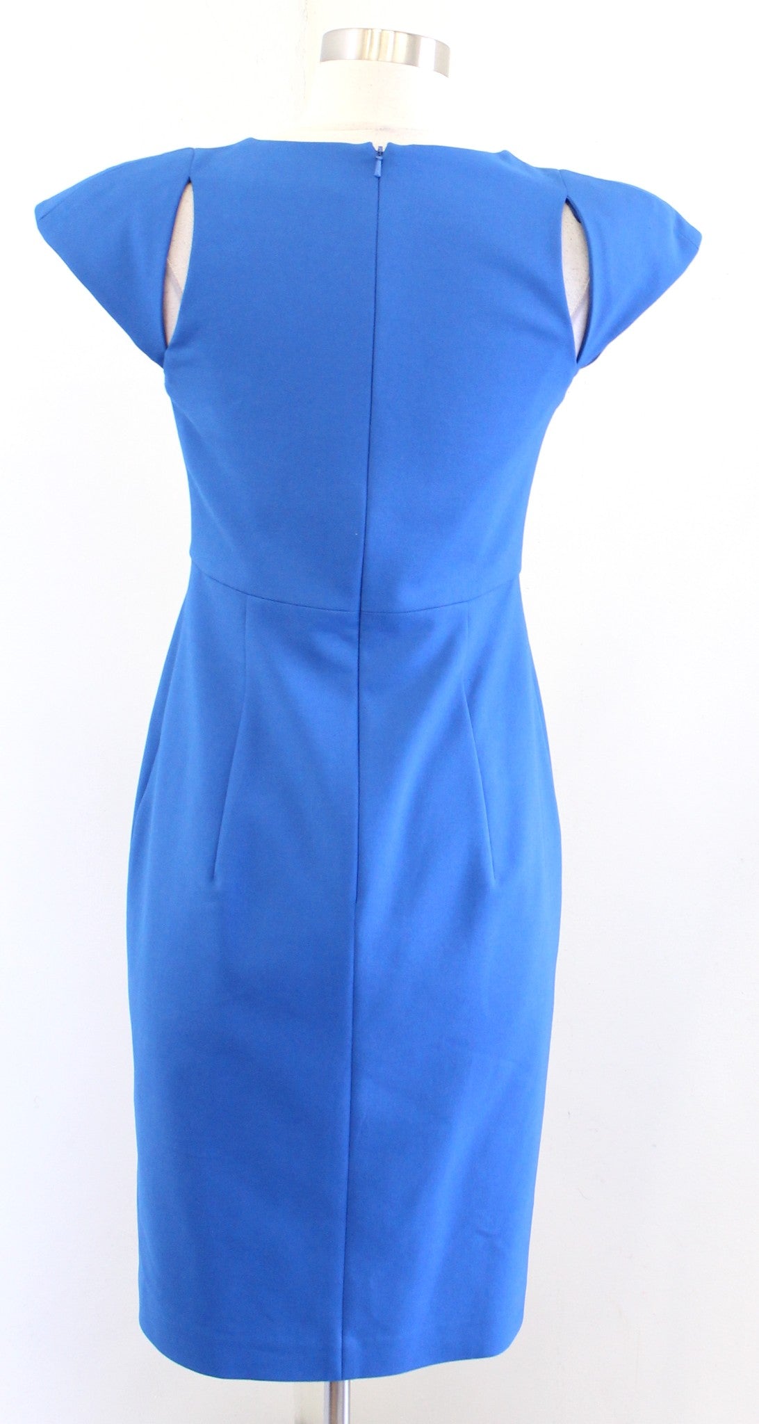 Black Halo Jackie Blue Eddie Cut Out Cap Sleeve Keyhole Sheath Dress Size 6