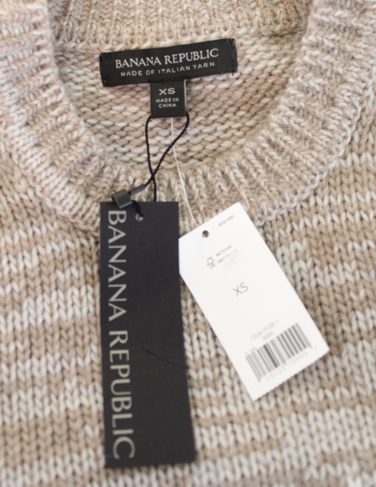 NWT Banana Republic Ivory Cream Tan Fair Isle Merino Wool Alpaca Sweater Size XS