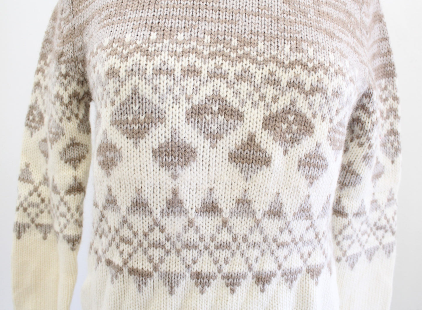 NWT Banana Republic Ivory Cream Tan Fair Isle Merino Wool Alpaca Sweater Size XS