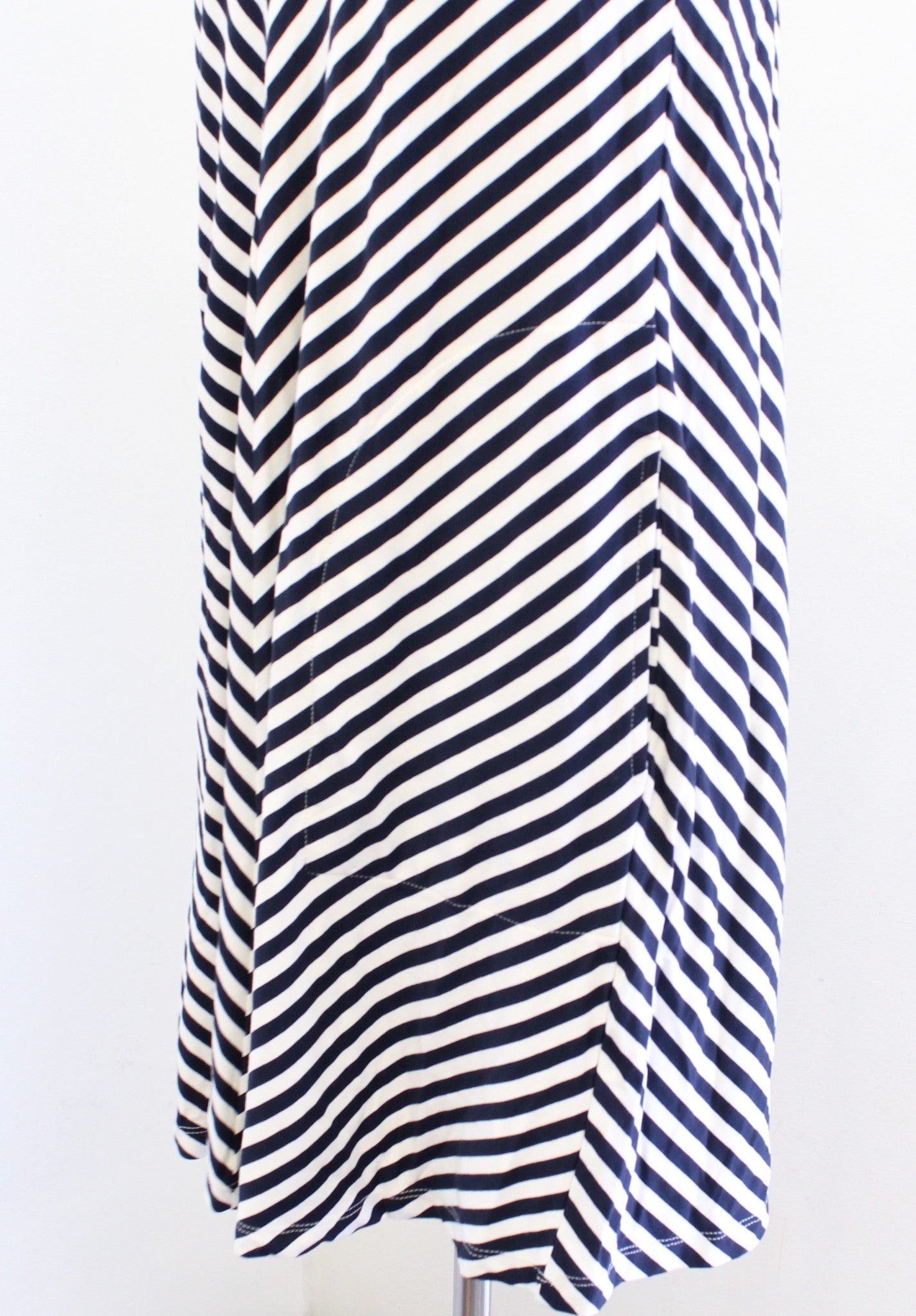 NWT J Crew Navy Blue Chevron Striped Mock Neck Casual Swing Tank Dress XXS 2XS