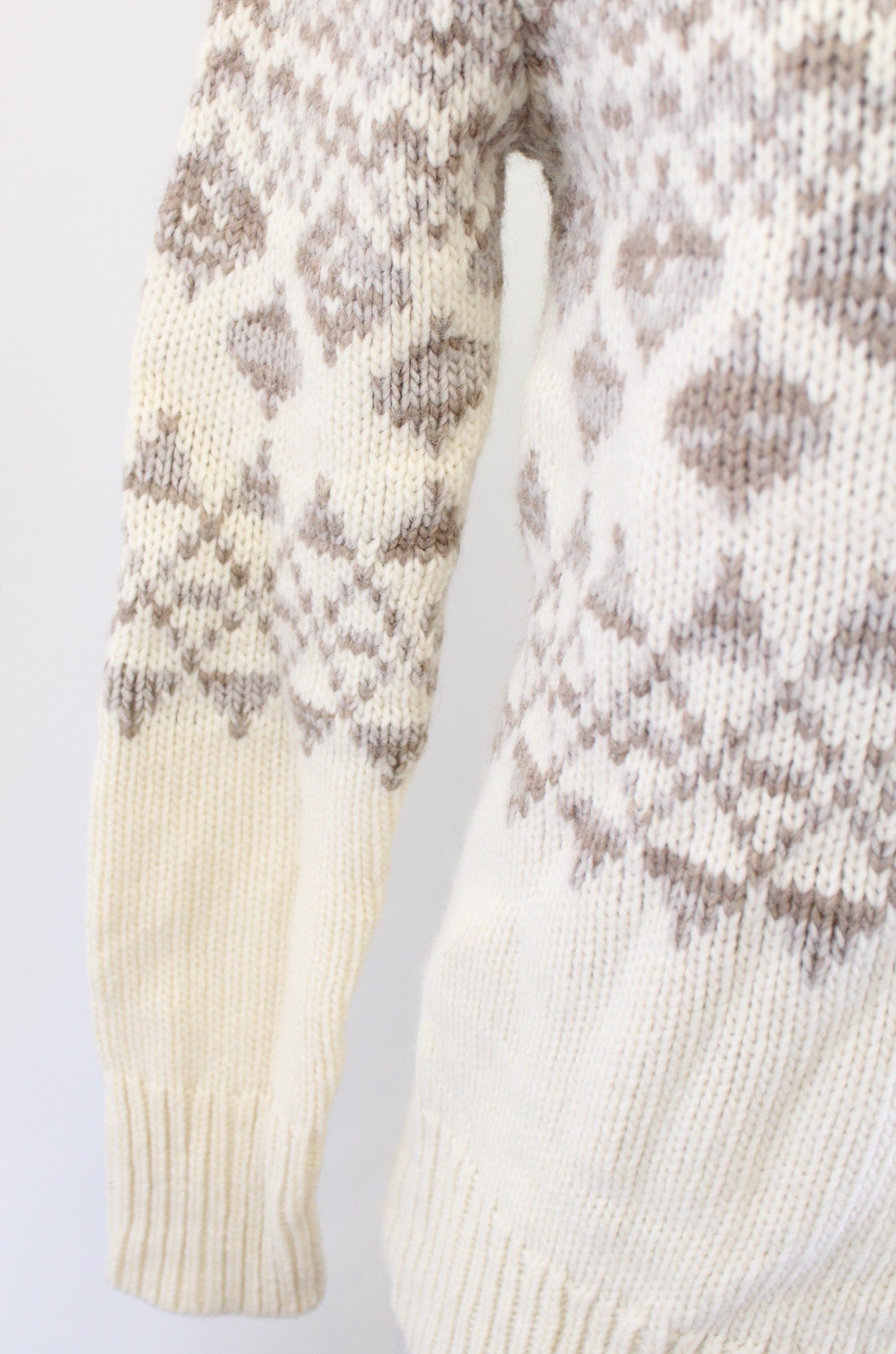 NWT Banana Republic Ivory Cream Tan Fair Isle Merino Wool Alpaca Sweater Size XS