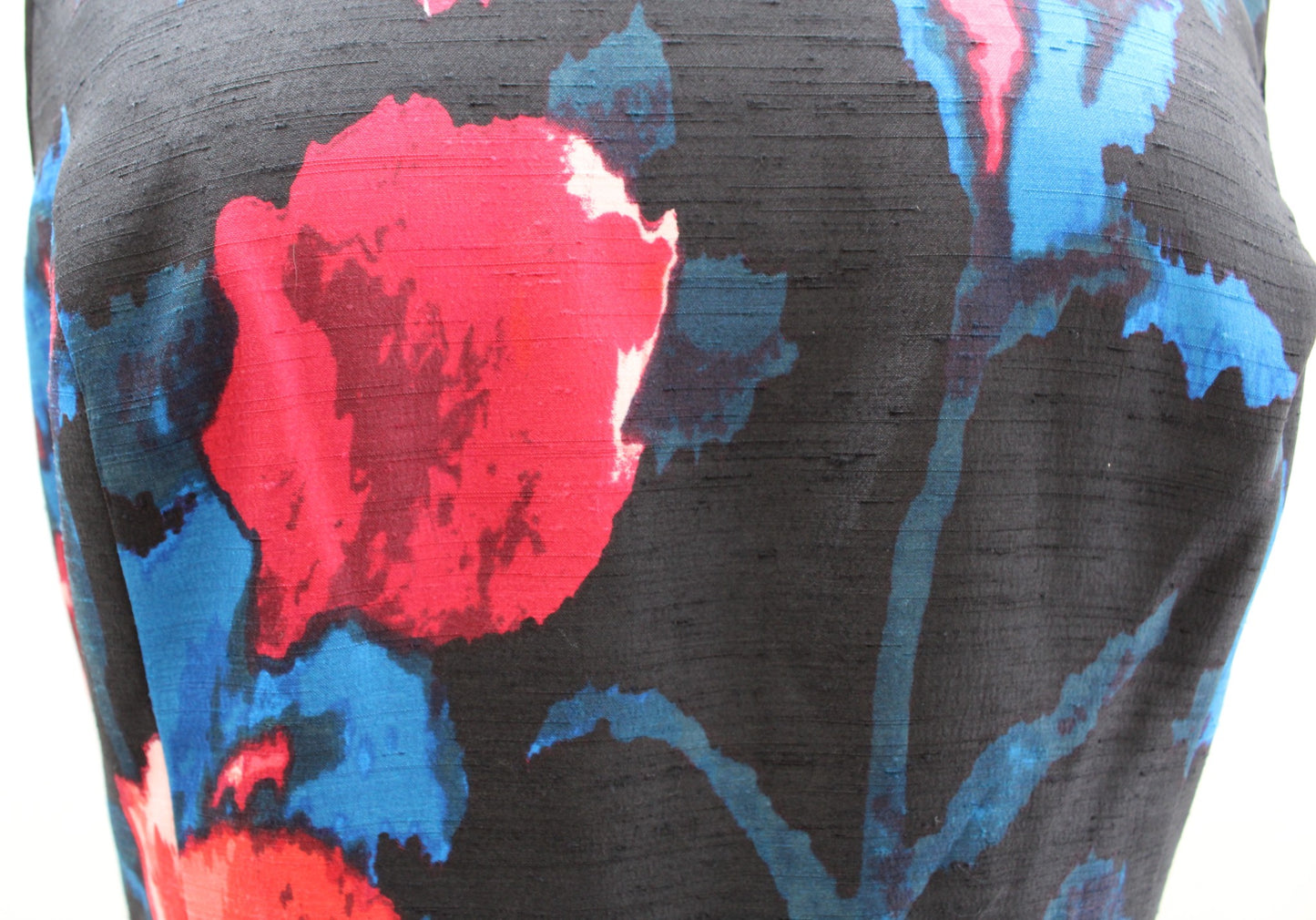 Ivanka Trump Black Floral Print Textured A Line Flare Dress Size 8 Blue Red