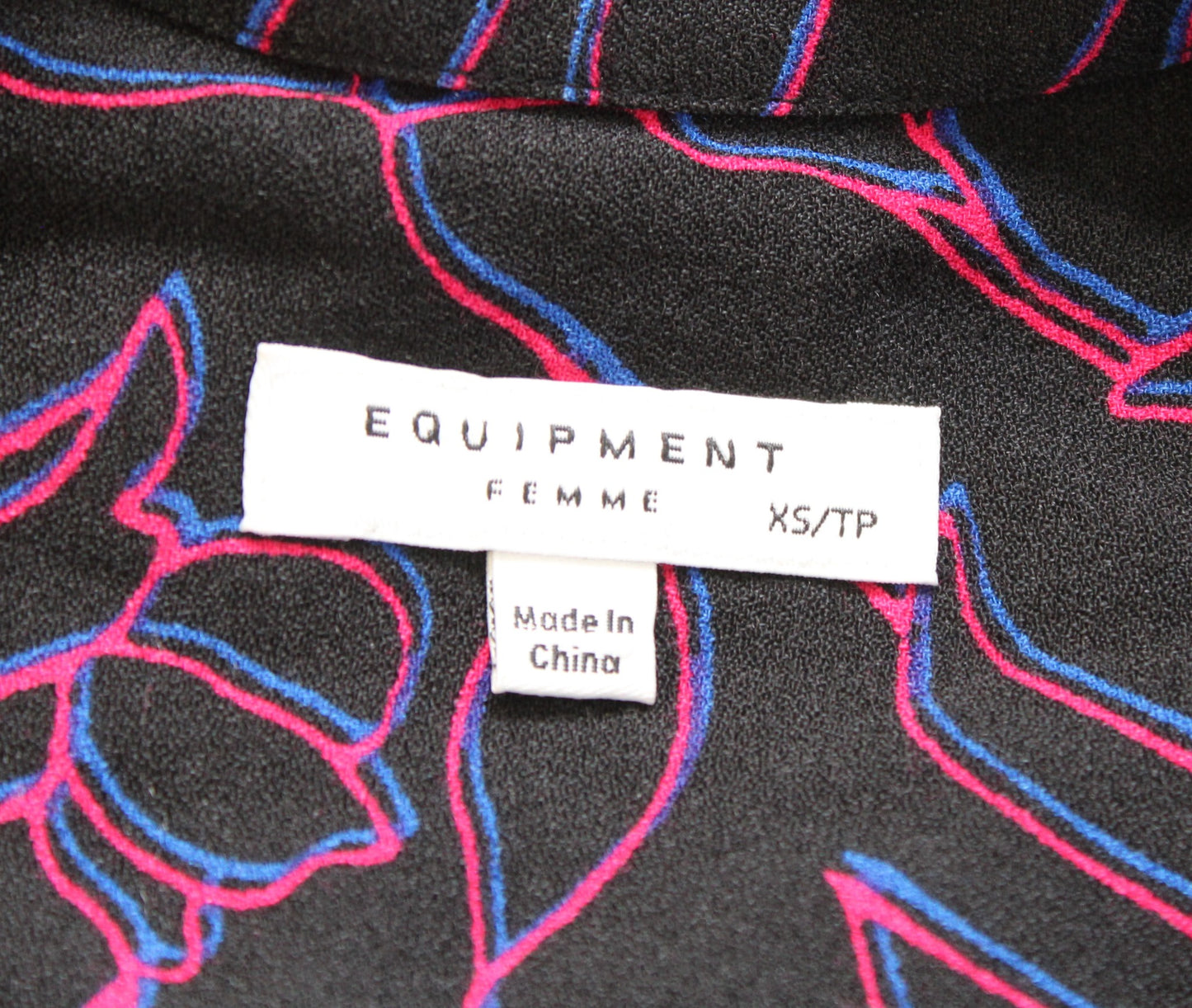 Equipment Cornelia Mandarin Collar Button Front Floral Shirt Blouse Black Sz XS