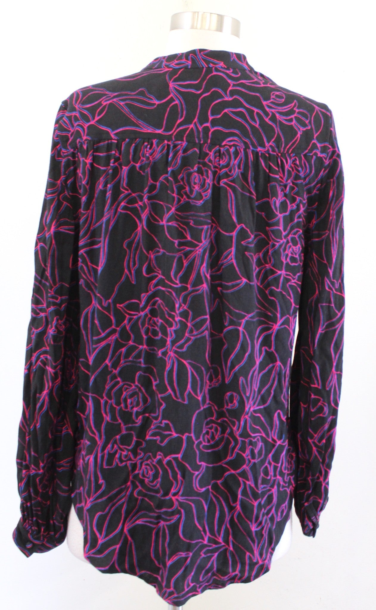 Equipment Cornelia Mandarin Collar Button Front Floral Shirt Blouse Black Sz XS