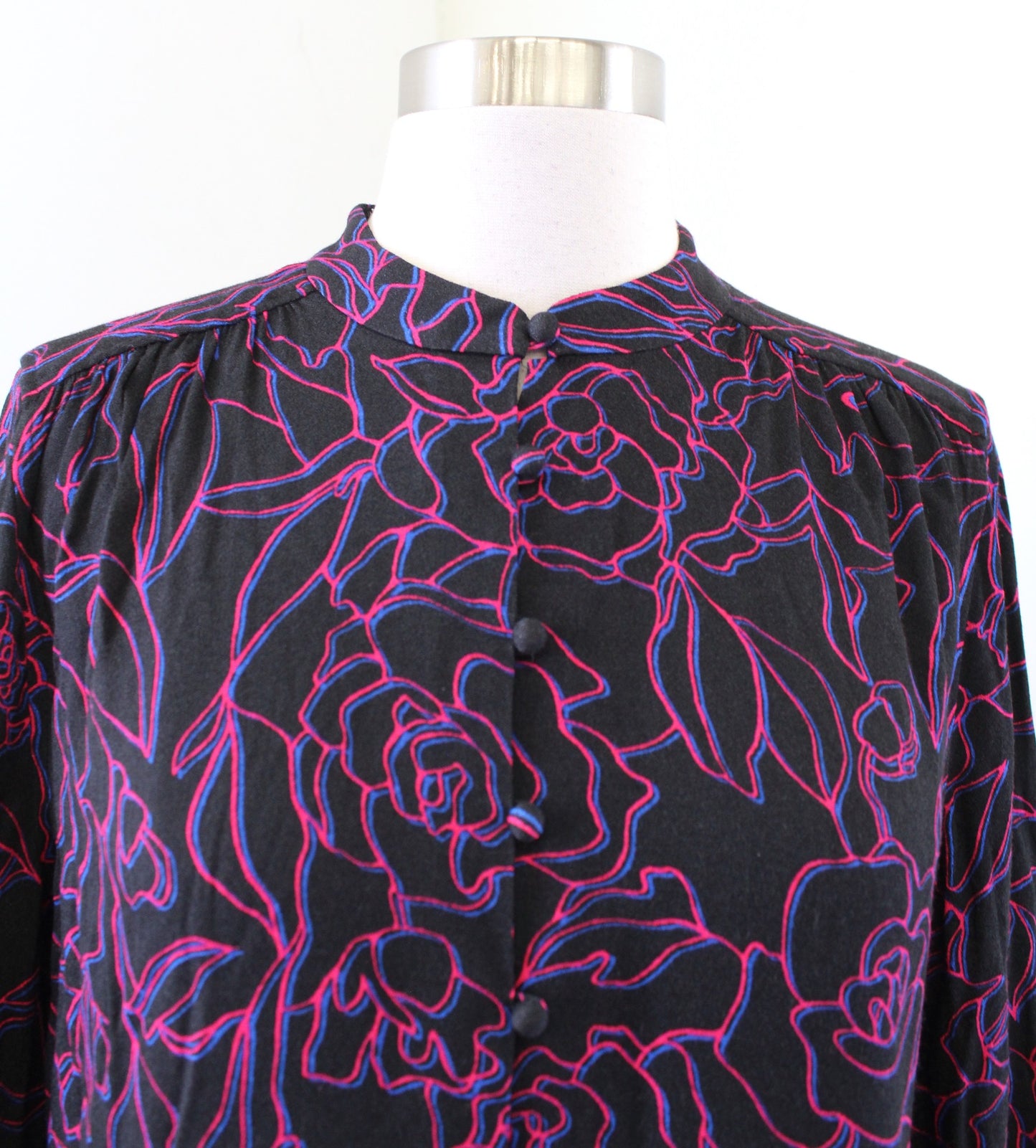 Equipment Cornelia Mandarin Collar Button Front Floral Shirt Blouse Black Sz XS