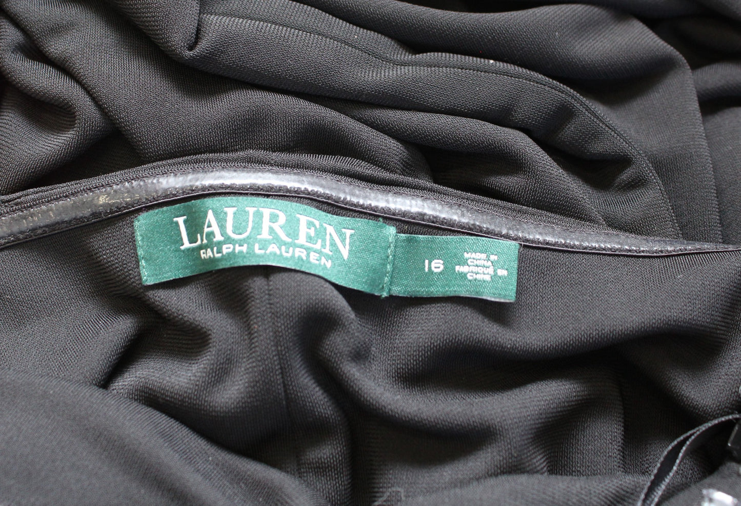 Lauren Ralph Lauren Black Asymmetric One Shoulder Collared Dress Sz 16 Cocktail