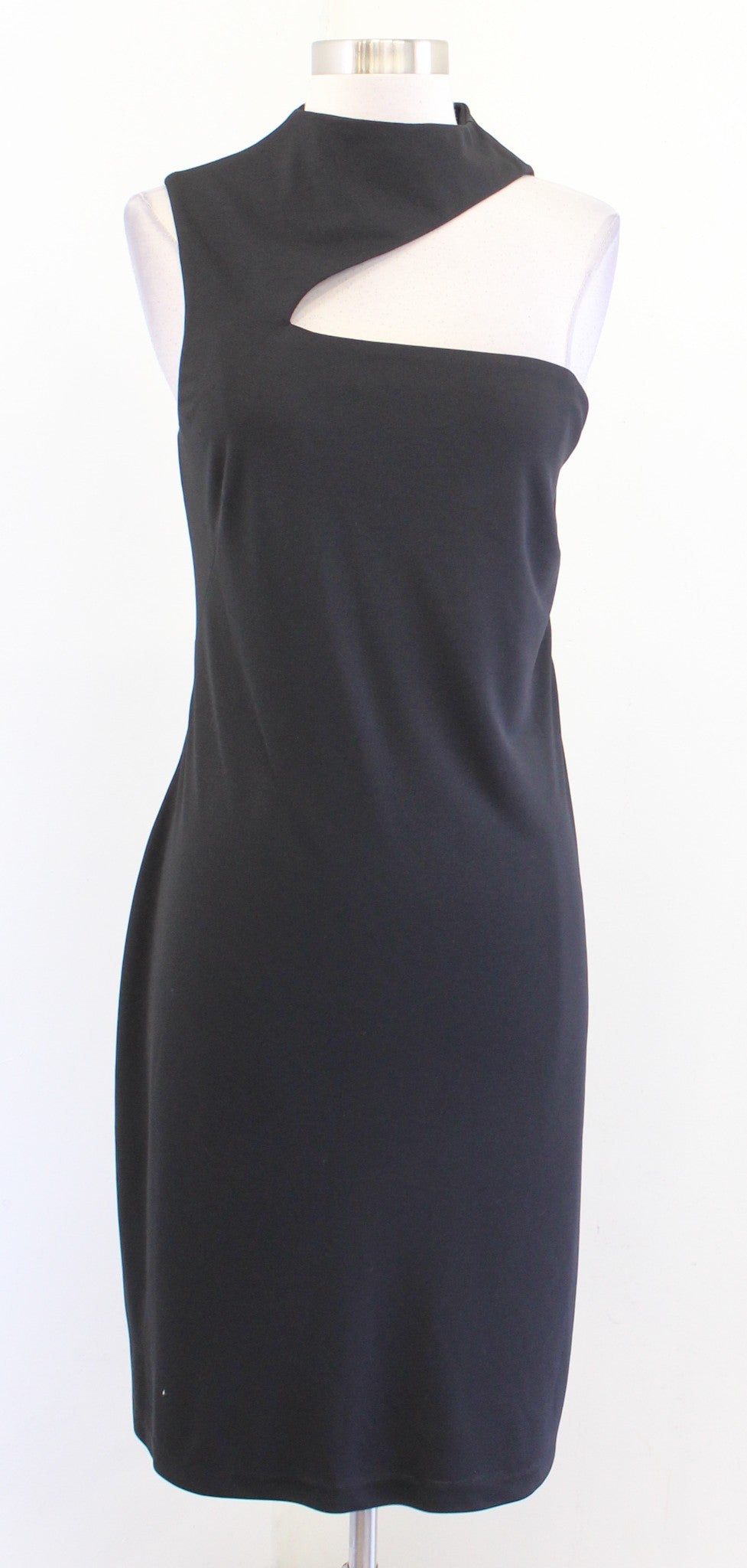 Lauren Ralph Lauren Black Asymmetric One Shoulder Collared Dress Sz 16 Cocktail