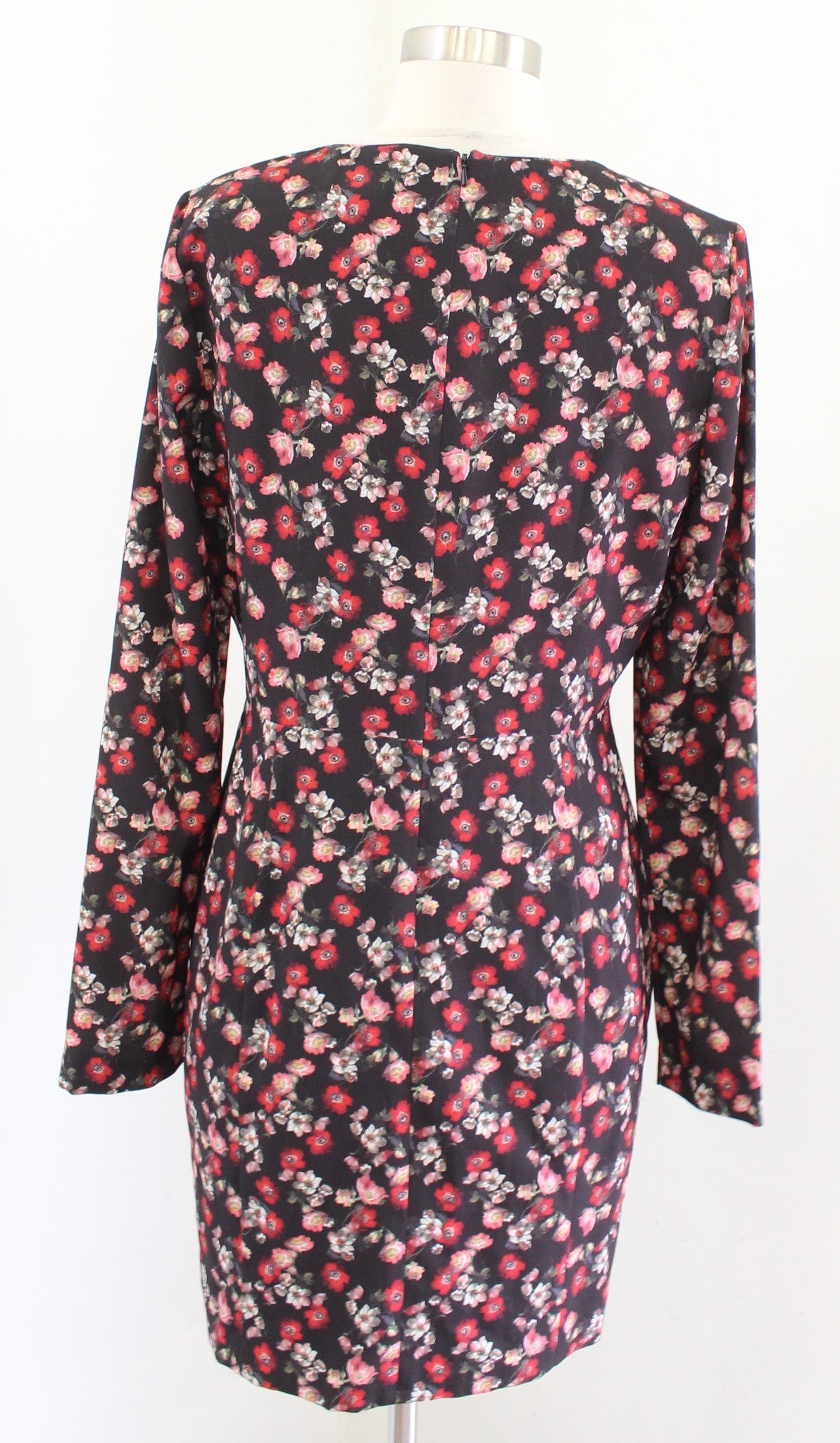 NWT Black Halo Lively Black Red Floral Long Sleeve Mini Sheath Dress Size 12