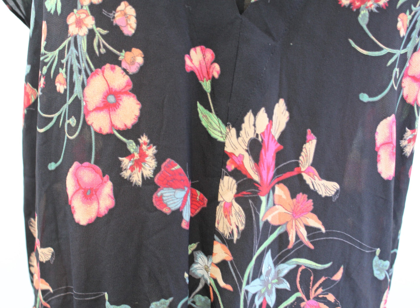 Rebecca Taylor Meadow Silk Garden Floral Print Drawstring Waist Dress Size 8