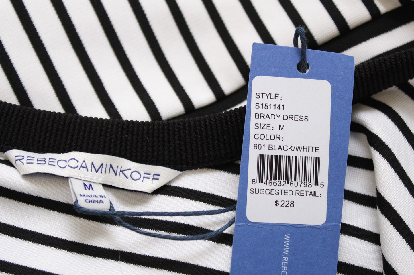 NWT Rebecca Minkoff Brady Black White Mixed Stripe Sleeveless Dress Size M