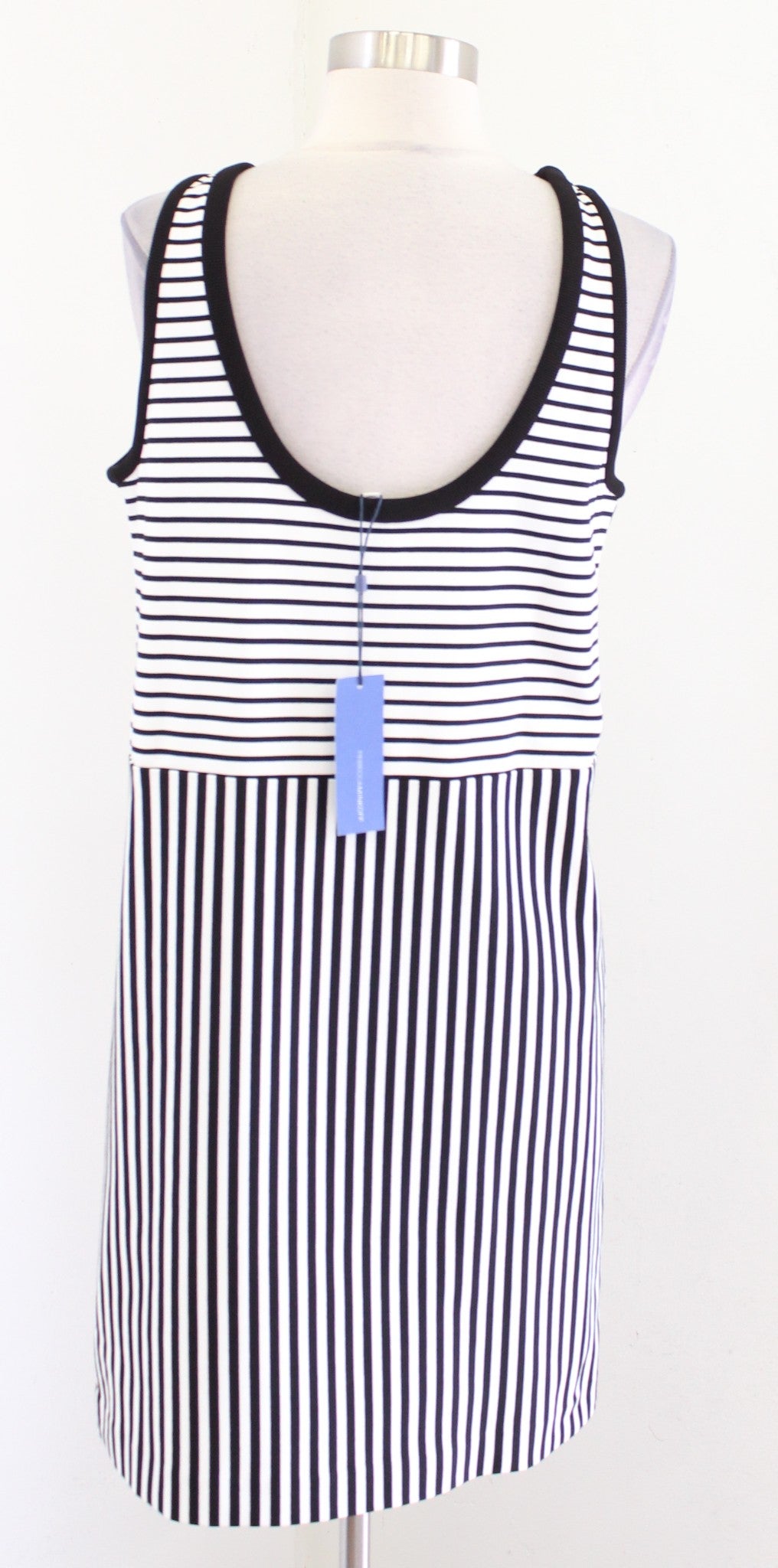 NWT Rebecca Minkoff Brady Black White Mixed Stripe Sleeveless Dress Size M