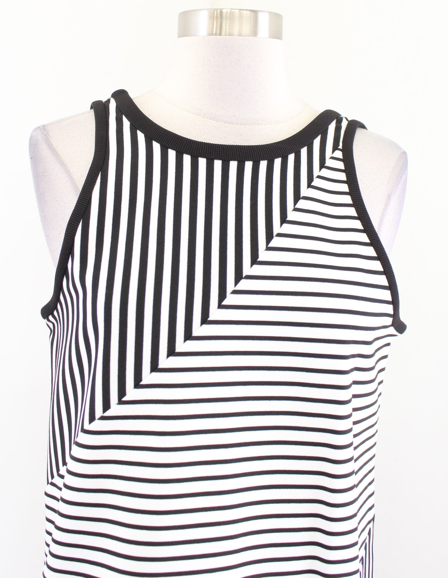 NWT Rebecca Minkoff Brady Black White Mixed Stripe Sleeveless Dress Size M
