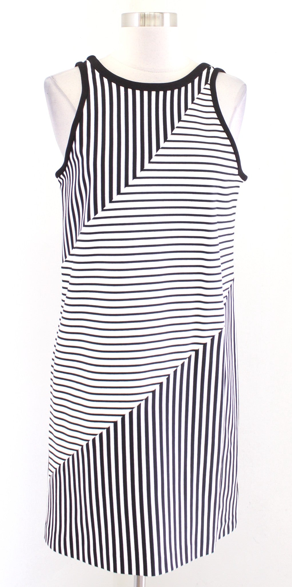 NWT Rebecca Minkoff Brady Black White Mixed Stripe Sleeveless Dress Size M