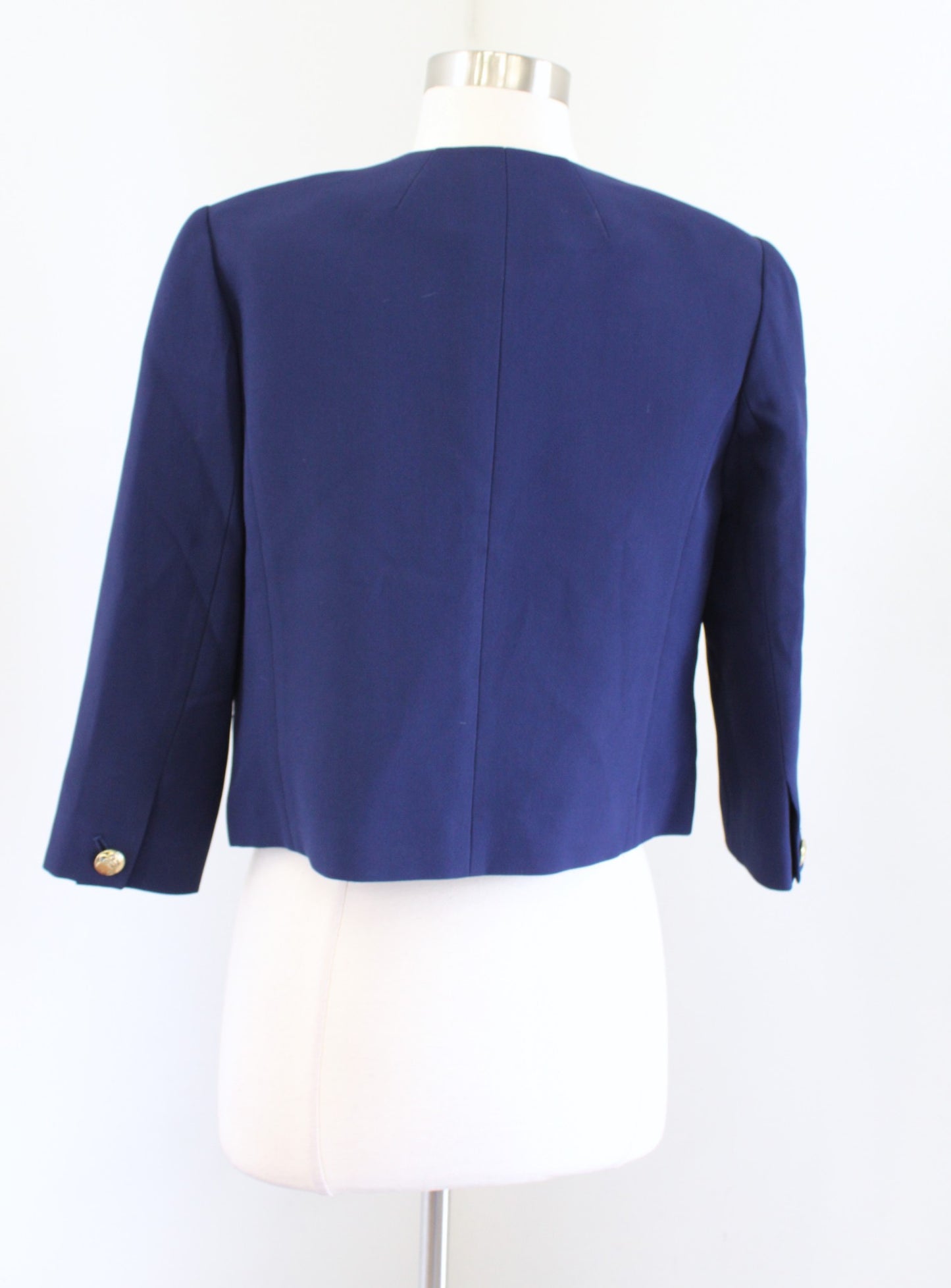 NWT $250 Draper James Solid Navy Blue Scallop Open Front Blazer Jacket Size 0