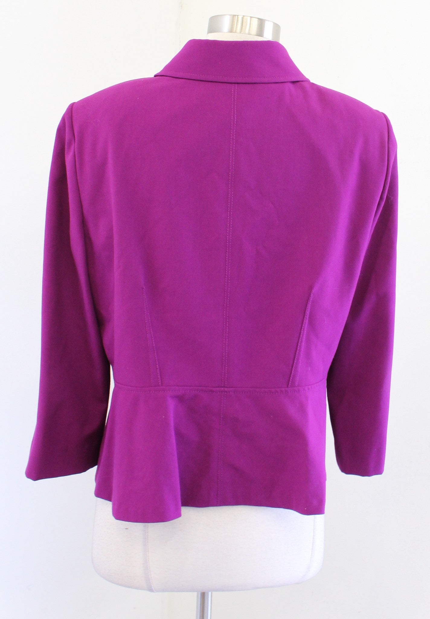 Tahari ASL Levine Berry Pink-Purple Zip Front Peplum Style Blazer Jacket Sz 12P