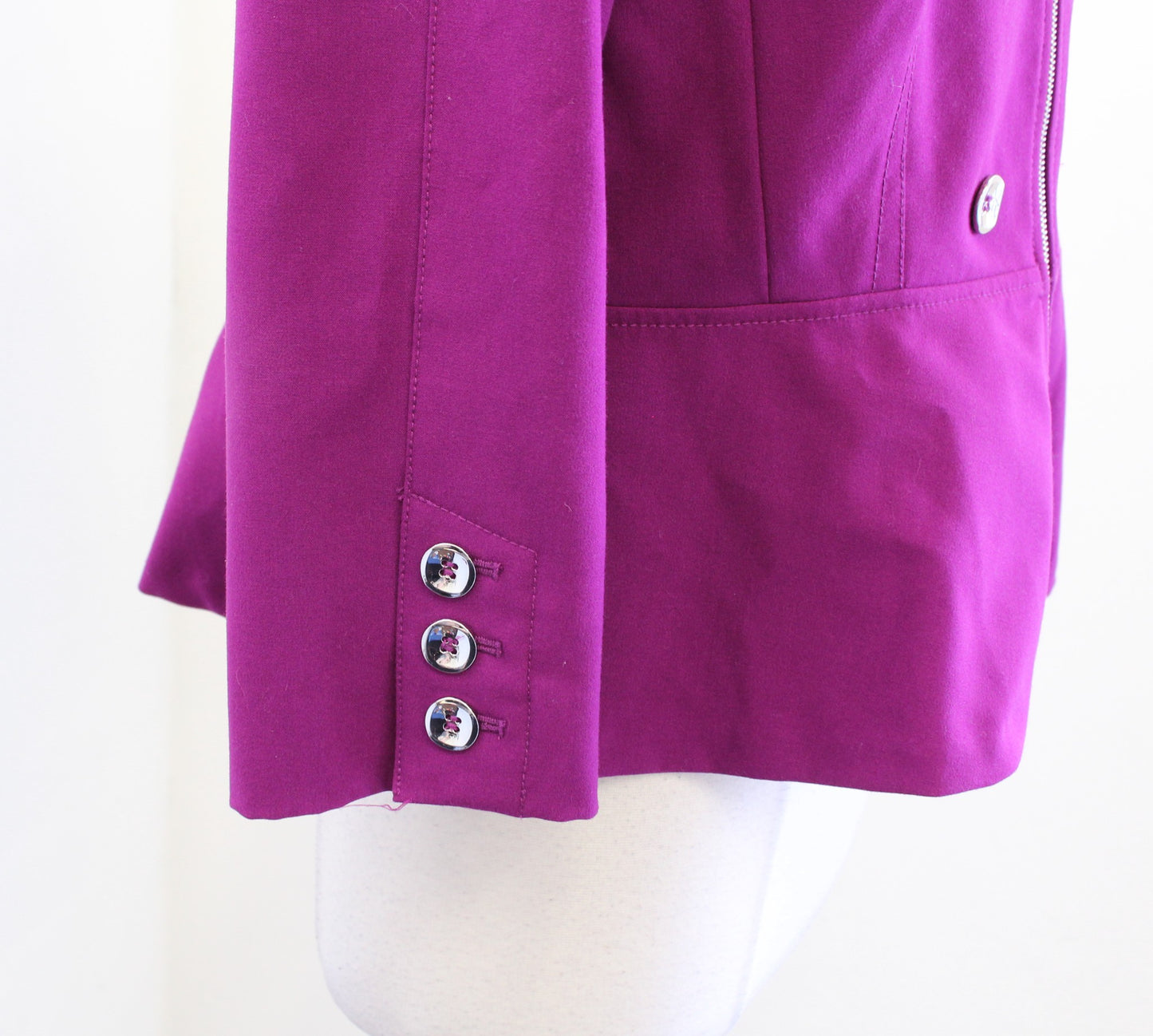 Tahari ASL Levine Berry Pink-Purple Zip Front Peplum Style Blazer Jacket Sz 12P