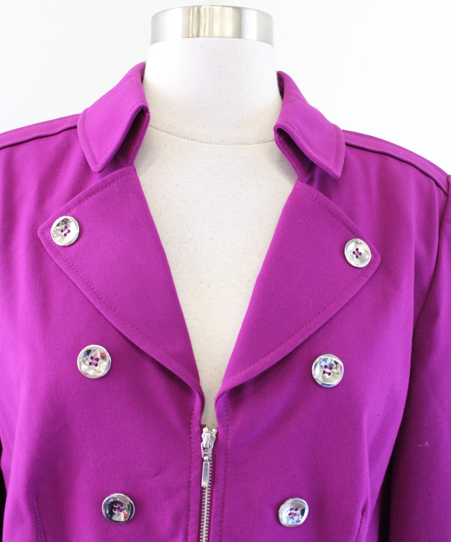 Tahari ASL Levine Berry Pink-Purple Zip Front Peplum Style Blazer Jacket Sz 12P