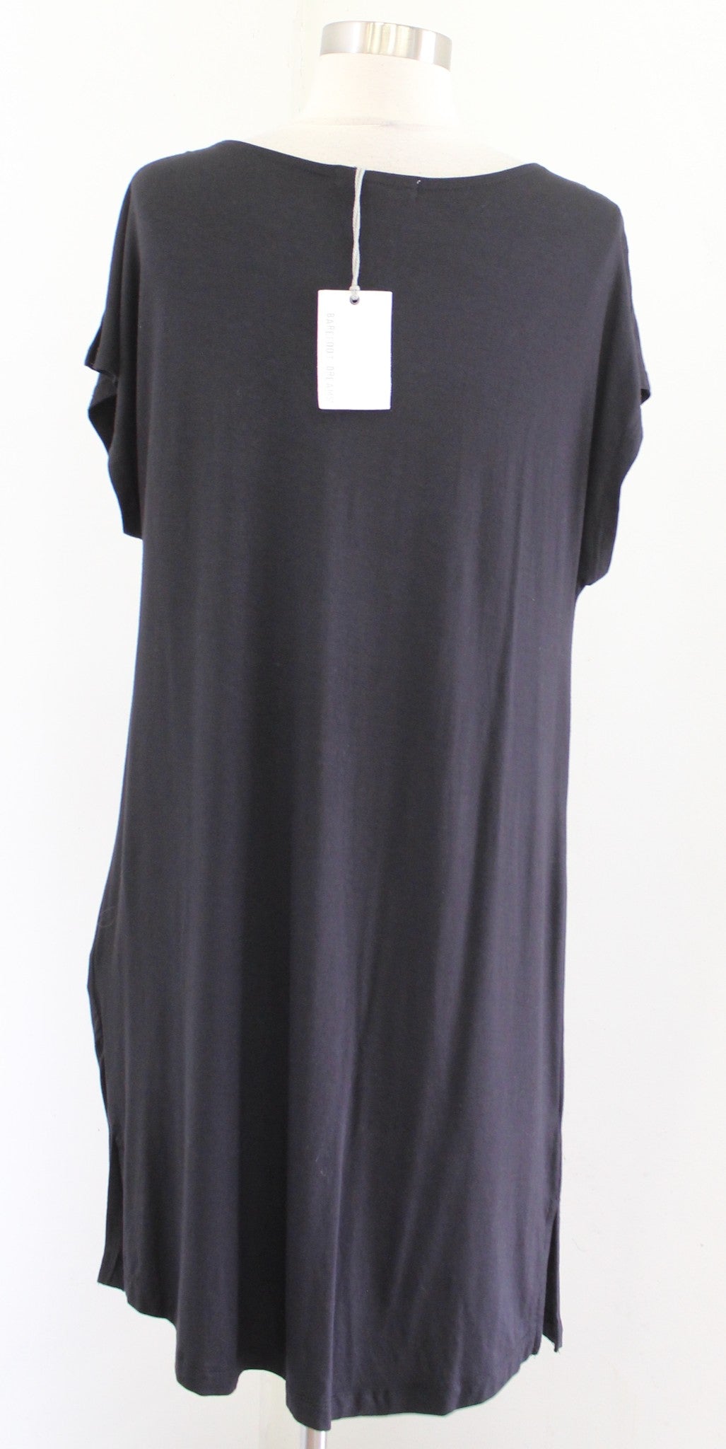 NWT Barefoot Dreams Luxe Milk Jersey Cowl Neck Night Shirt Dress Size M Black