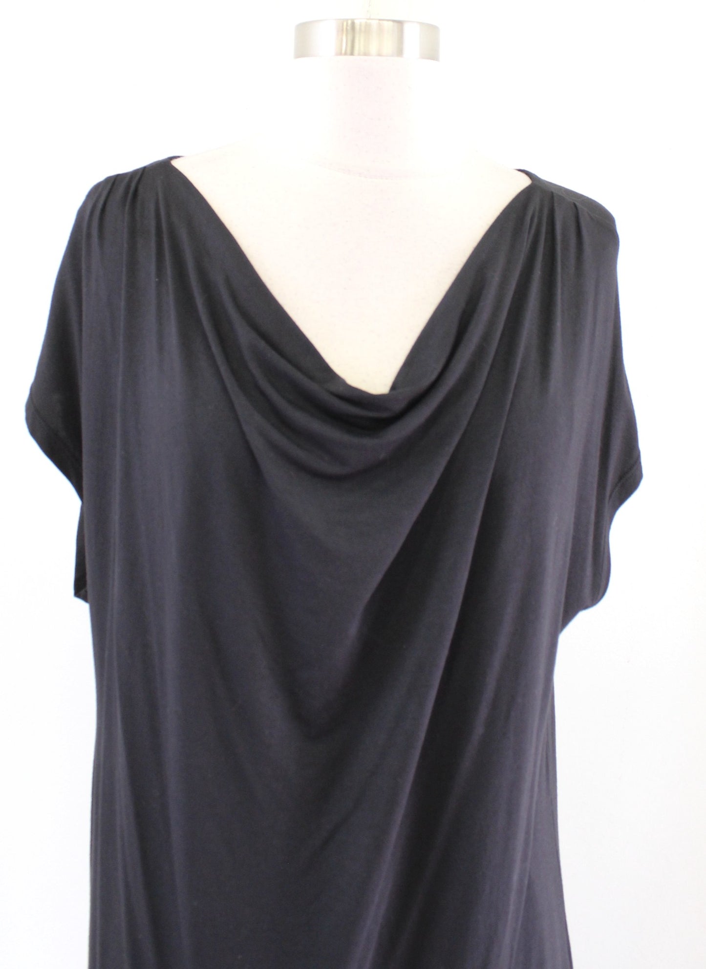 NWT Barefoot Dreams Luxe Milk Jersey Cowl Neck Night Shirt Dress Size M Black