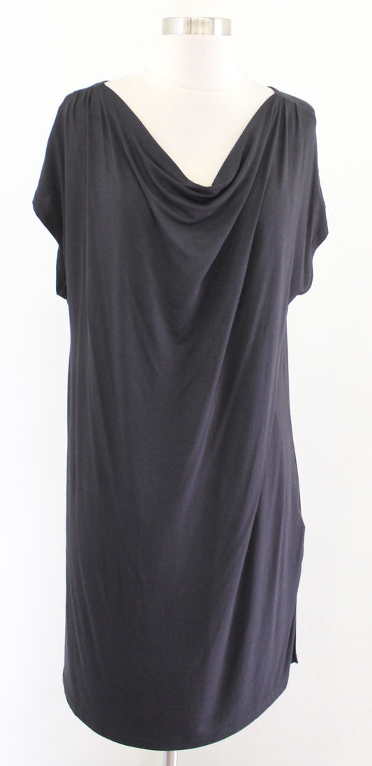 NWT Barefoot Dreams Luxe Milk Jersey Cowl Neck Night Shirt Dress Size M Black