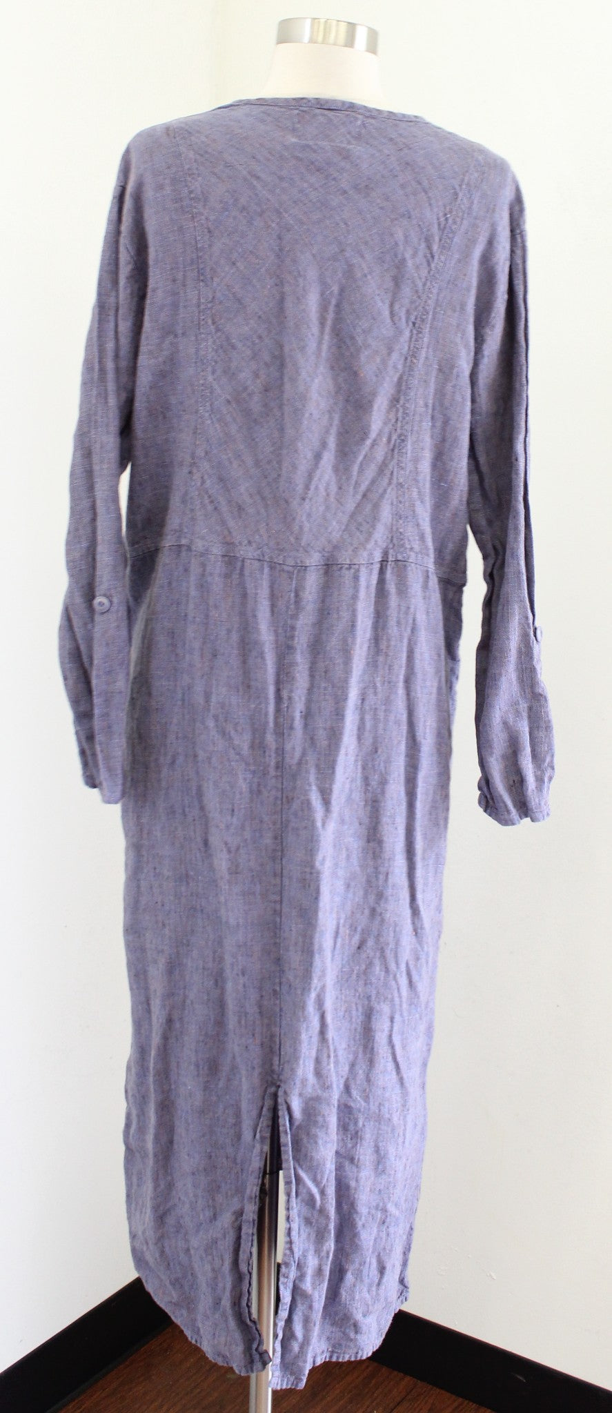 Flax Womens Blue - Purple 100% Linen Midi Shift Dress Size S Lagenlook Boho
