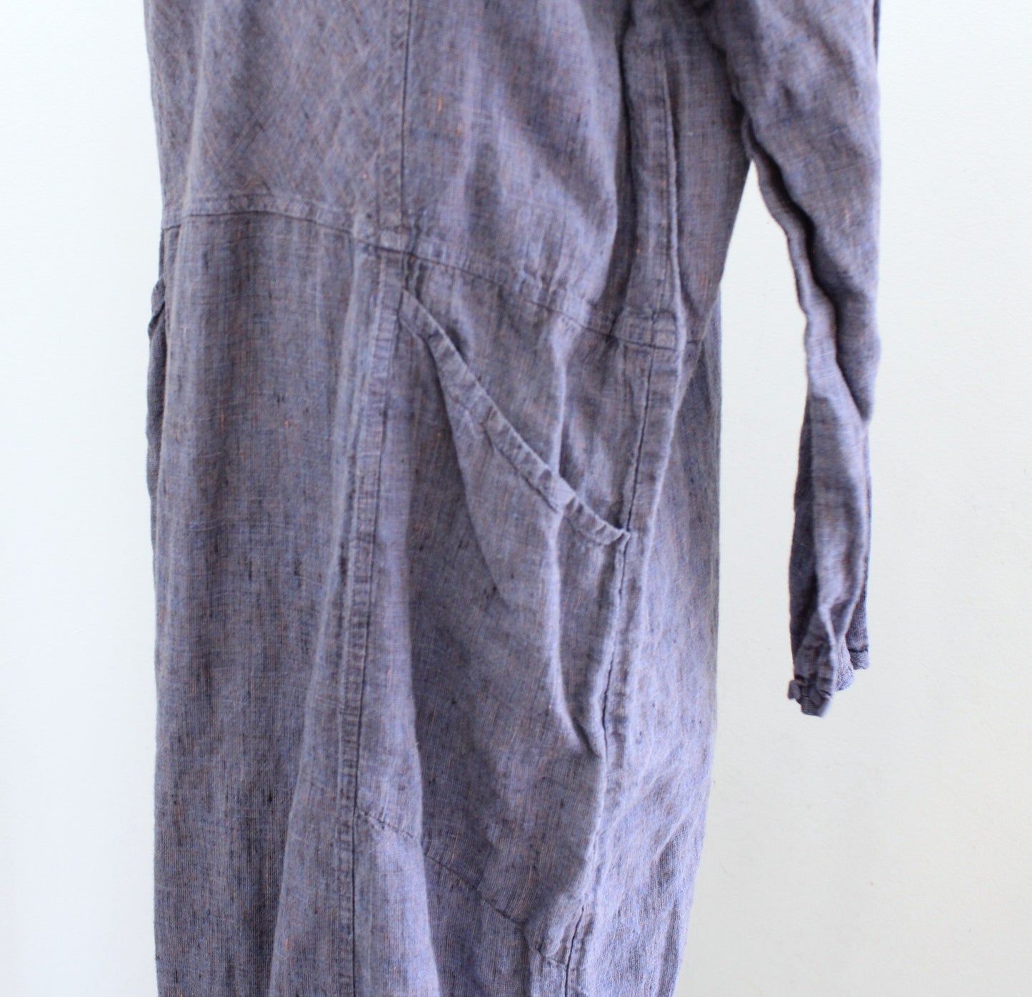 Flax Womens Blue - Purple 100% Linen Midi Shift Dress Size S Lagenlook Boho