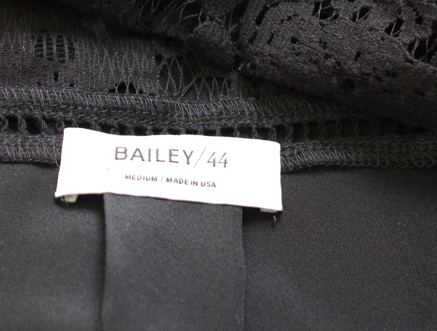 Bailey 44 Anthropologie Black Silk Surplice Lace Bell Sleeve Top Blouse M V Neck Long sleeve