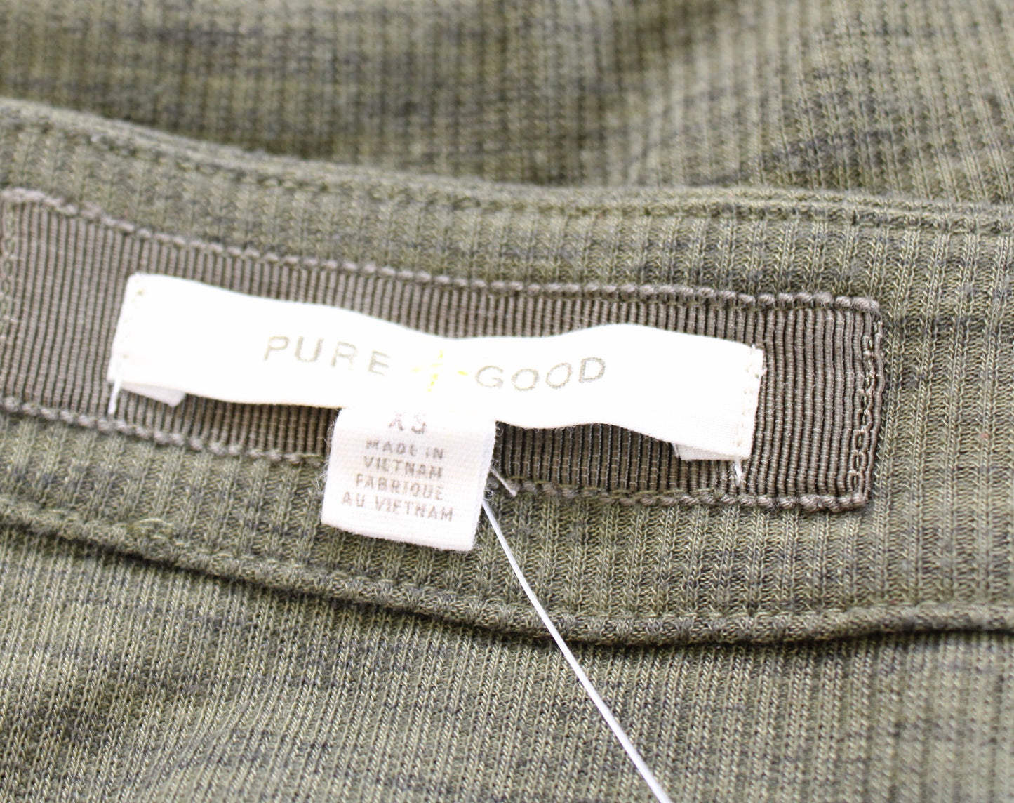 Pure + Good Anthropologie Olive Green Ribbed Cowl Neck Knit Tunic Size XS