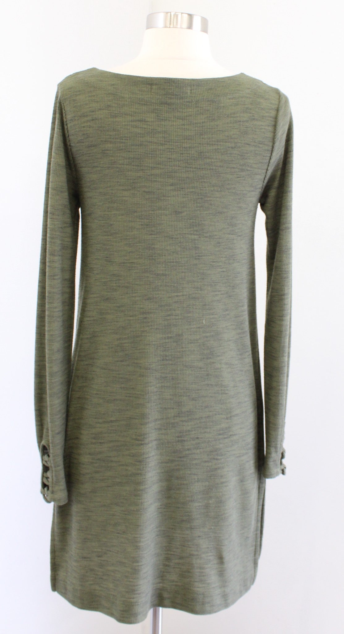 Pure + Good Anthropologie Olive Green Ribbed Cowl Neck Knit Tunic Size XS
