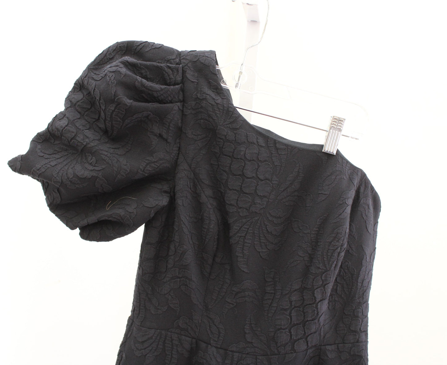 Lilly Pulitzer Brialyn One Shoulder Puff Sleeve Pineapple Jacquard Size 0 Black
