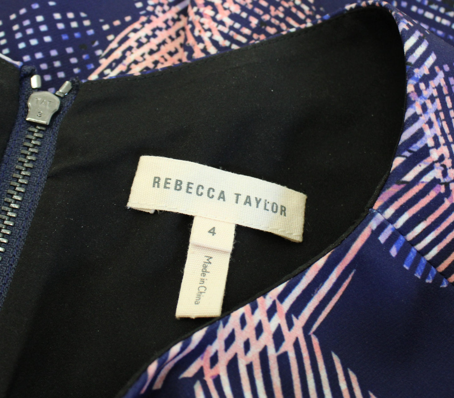 Rebecca Taylor Sonic Garden Abstract Print Fit & Flare Dress Pink Purple Blue 4
