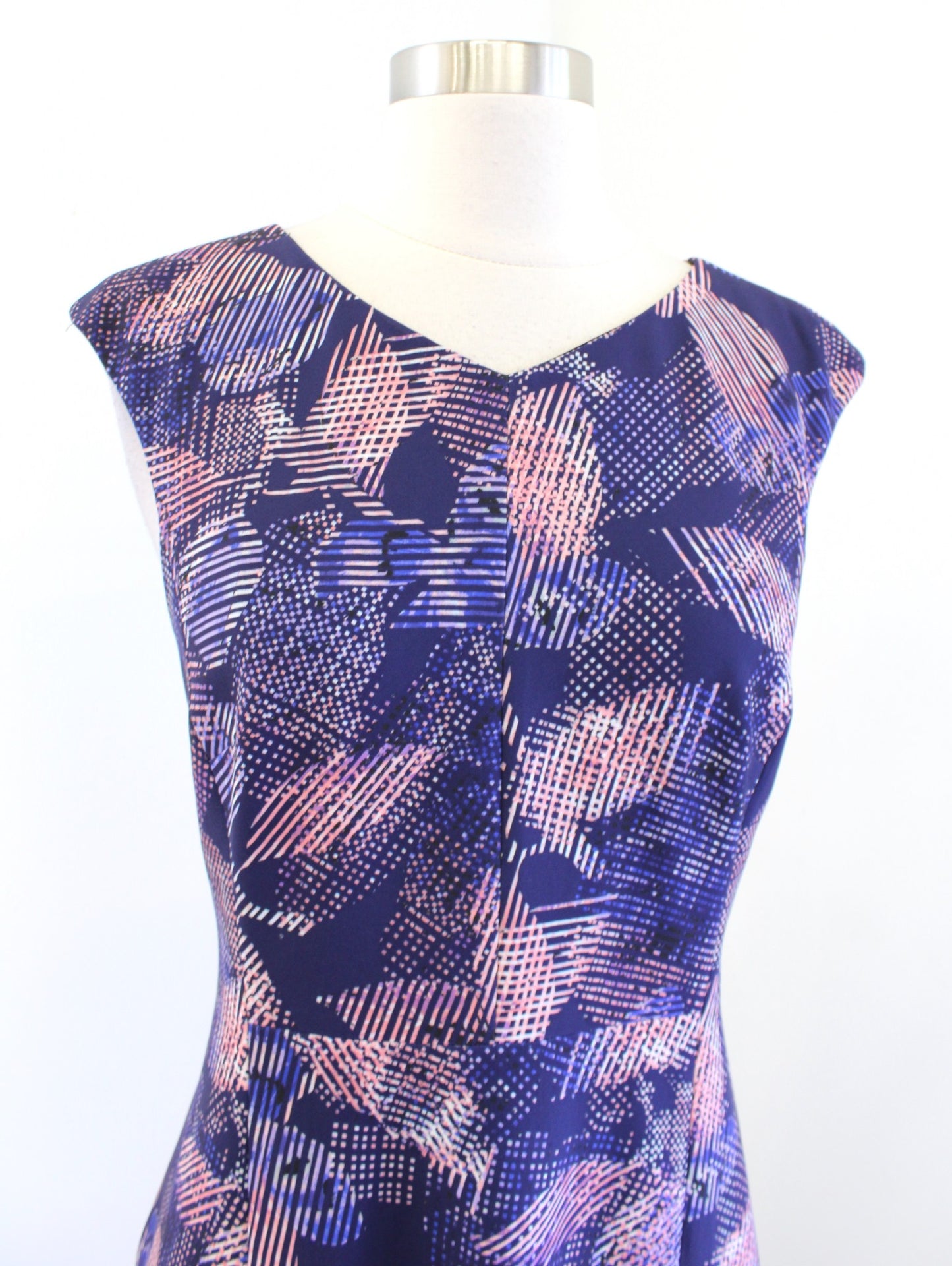 Rebecca Taylor Sonic Garden Abstract Print Fit & Flare Dress Pink Purple Blue 4