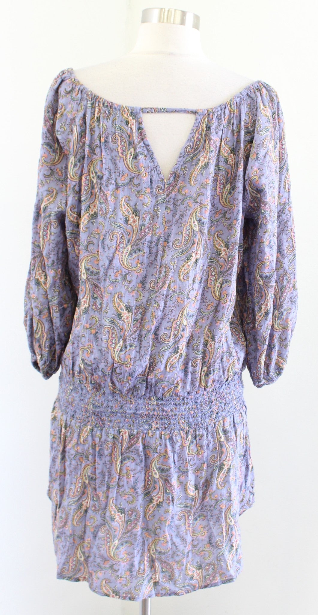 Denim and Supply Ralph Lauren Paisley Print Smocked Peasant Dress Size M Purple