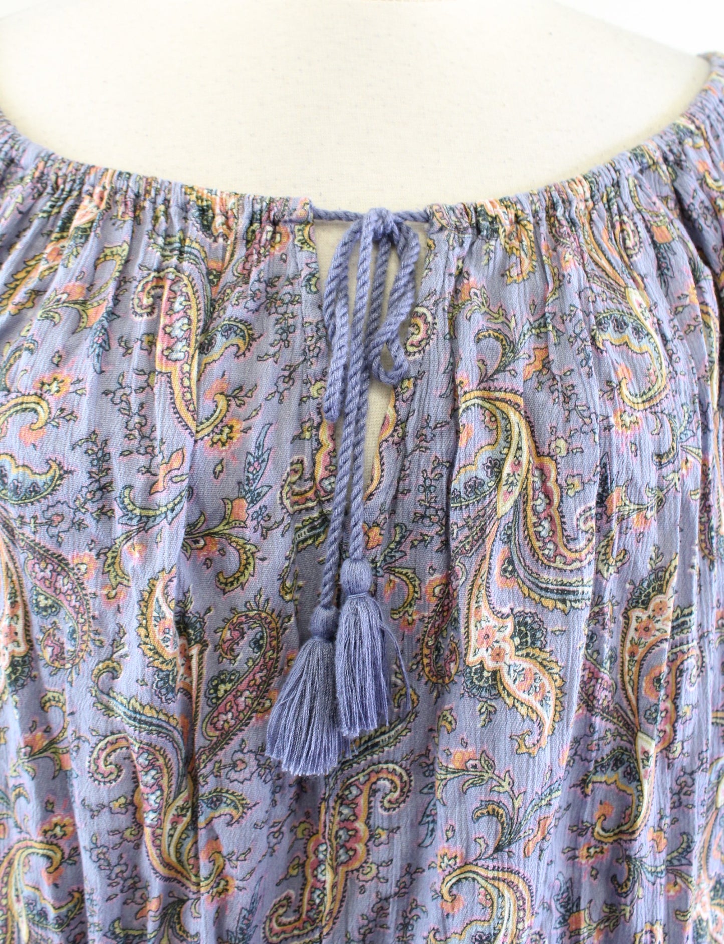 Denim and Supply Ralph Lauren Paisley Print Smocked Peasant Dress Size M Purple