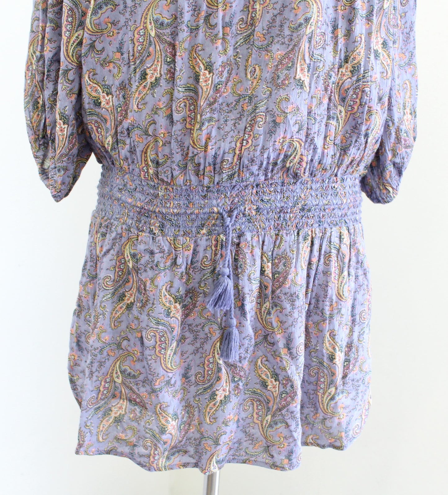 Denim and Supply Ralph Lauren Paisley Print Smocked Peasant Dress Size M Purple