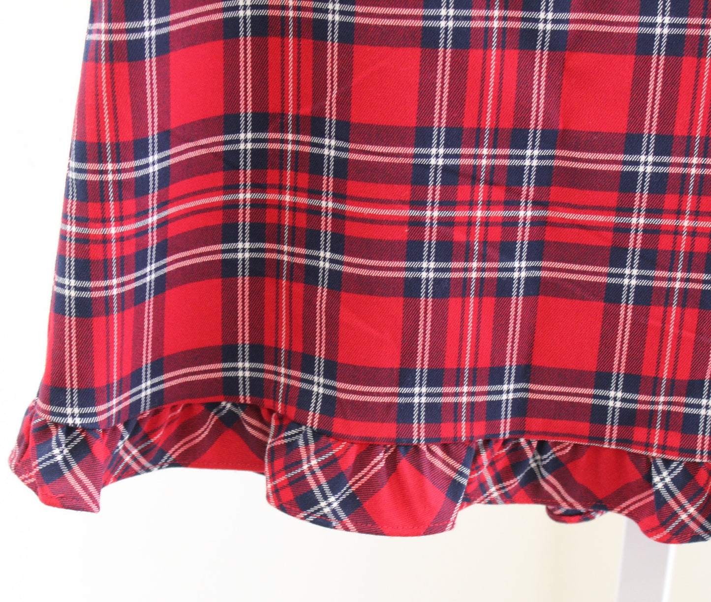 Draper James Womens Red Navy Blue Angie Check Plaid Ruffle Hem Skirt Size 6