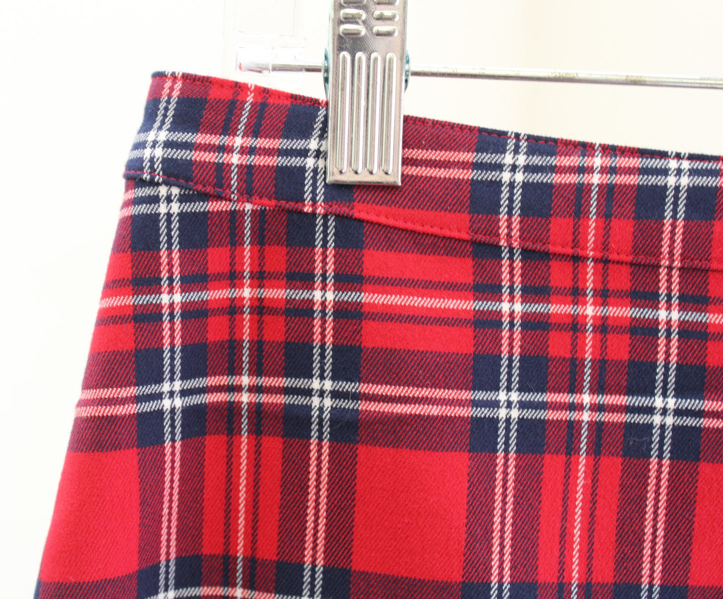 Draper James Womens Red Navy Blue Angie Check Plaid Ruffle Hem Skirt Size 6