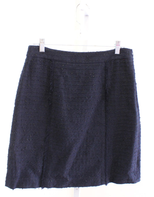 NWT Brooks Brothers Navy Blue Black Fringe Trim Tweed Pencil Skirt Size 8