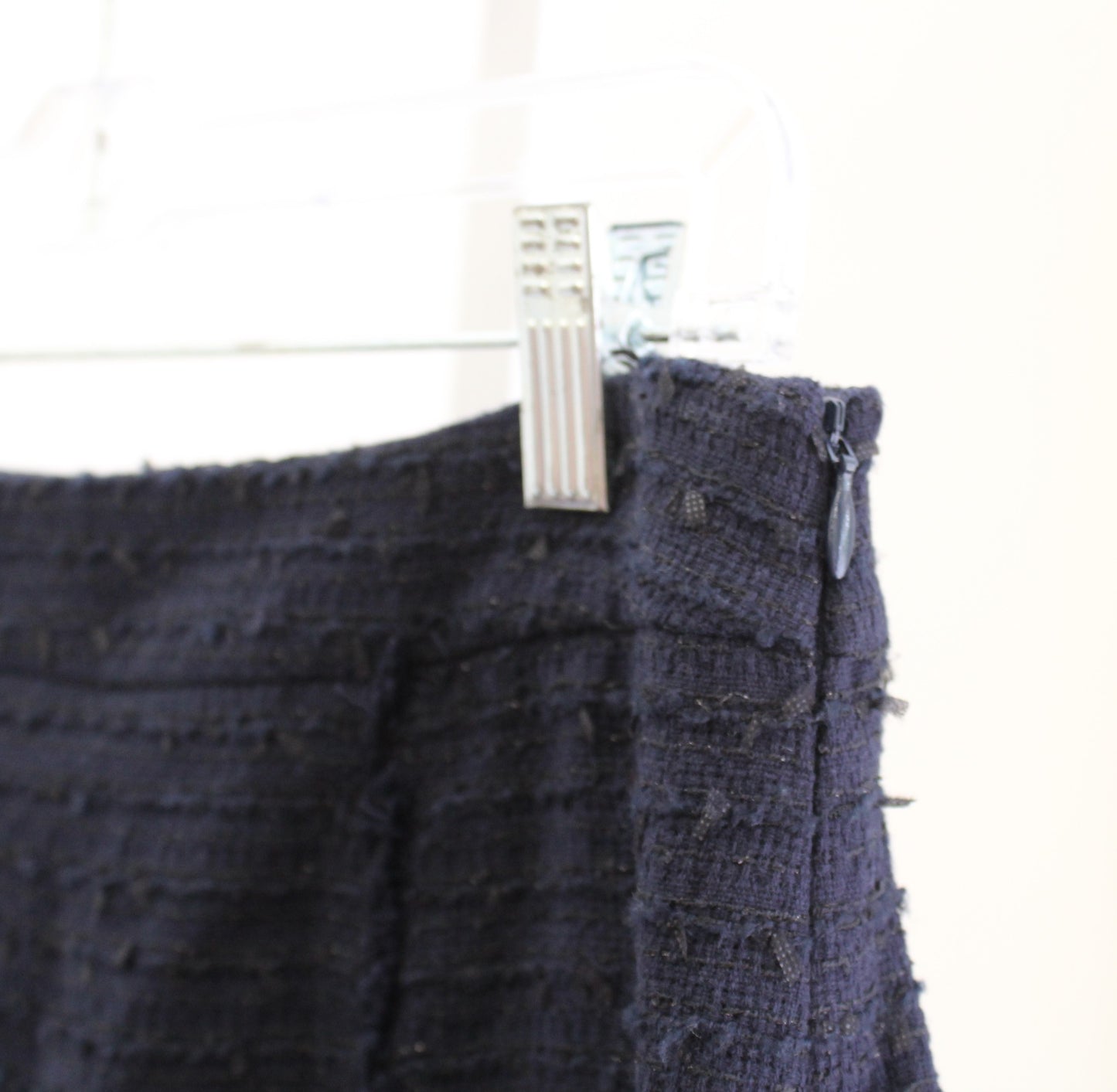 NWT Brooks Brothers Navy Blue Black Fringe Trim Tweed Pencil Skirt Size 8