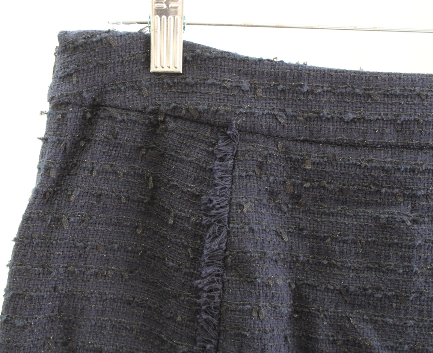 NWT Brooks Brothers Navy Blue Black Fringe Trim Tweed Pencil Skirt Size 8
