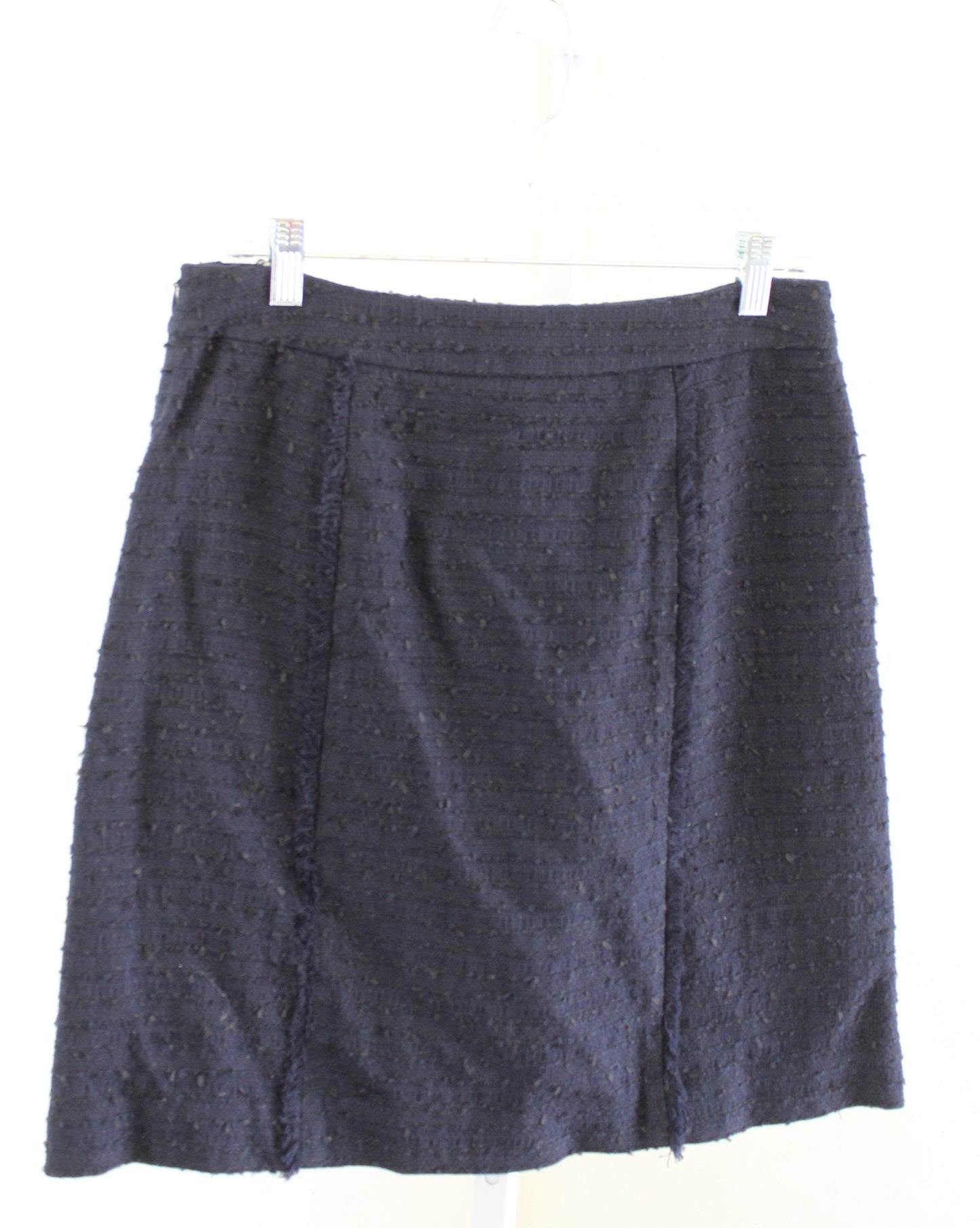 NWT Brooks Brothers Navy Blue Black Fringe Trim Tweed Pencil Skirt Size 8